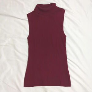 White House Black Market Sleeveless Turtleneck Sweater, Color Maroon Size M